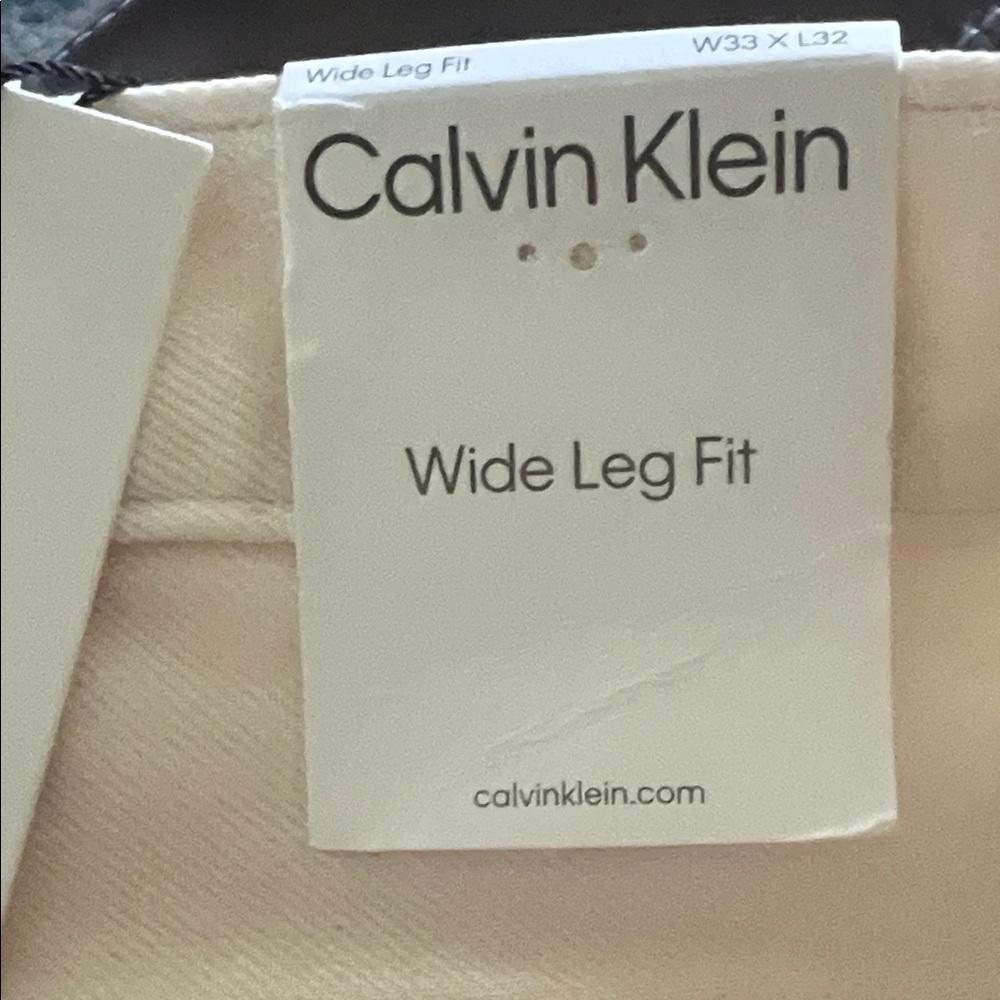 Calvin Klein Cream Wide Leg Jeans